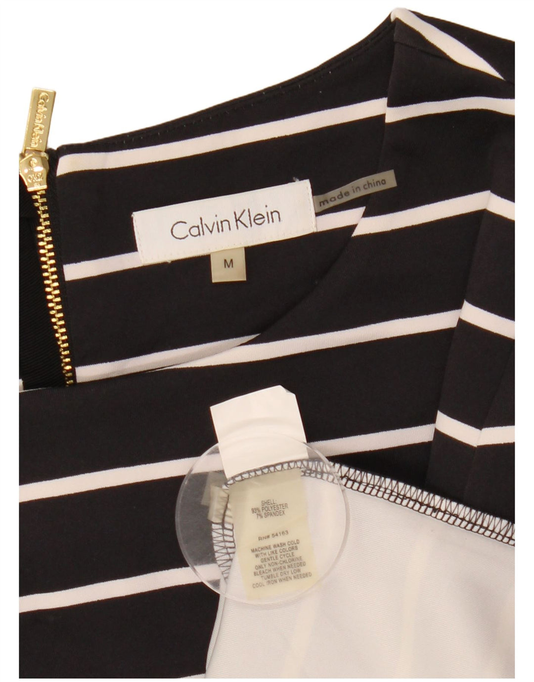 CALVIN KLEIN Top pentru femei cu mâneci 3/4 UK 14 Poliester cu dungi negre medii