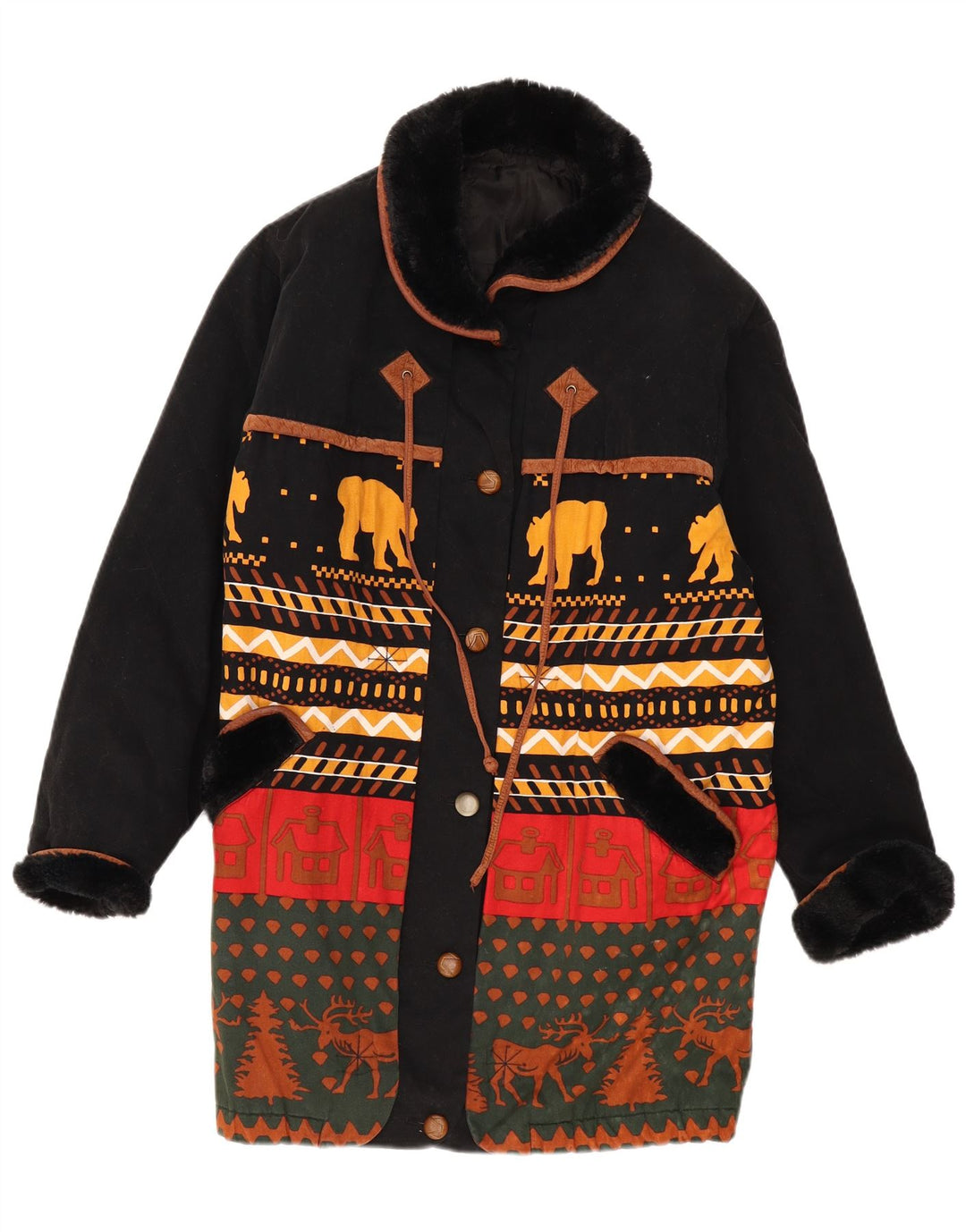 New Fast pardesiu pentru femei UK 16 Large Black Fair Isle