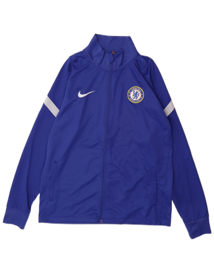 Jachetă de trening pentru bărbați Nike Chelsea FC, albastru mediu, poliester bloc de culoare