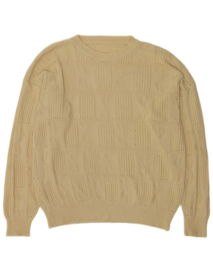 Pulover vintage pentru bărbați cu gâtul turnat, XL, galben