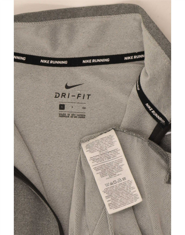 Top de trening pentru bărbați Dri Fit, cu fermoar și gât, din poliester mic, gri
