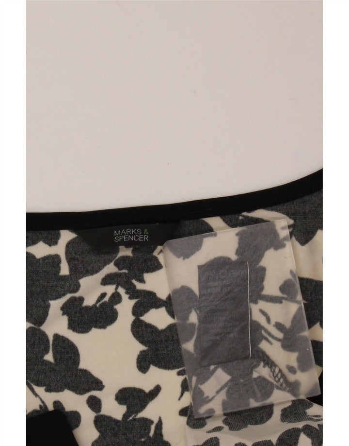 MARKS & SPENCER Bluză de damă Top UK 16 Mare Poliester Floral Negru