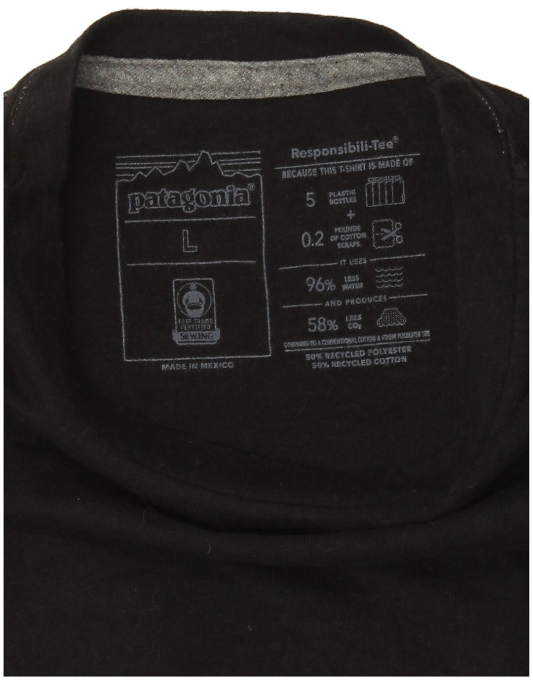 Tricou grafic Patagonia pentru femei Top UK 16 Poliester negru mare