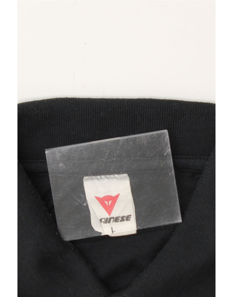 DAINESE Mens Long Sleeve Polo Shirt Large Black Cotton Vintage Dainese and Second-Hand Dainese from Messina Hembry 