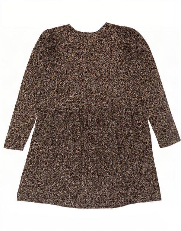 Rochie de bază cu mânecă lungă pentru femei Zara UK 14 Maro mediu Poliester floral