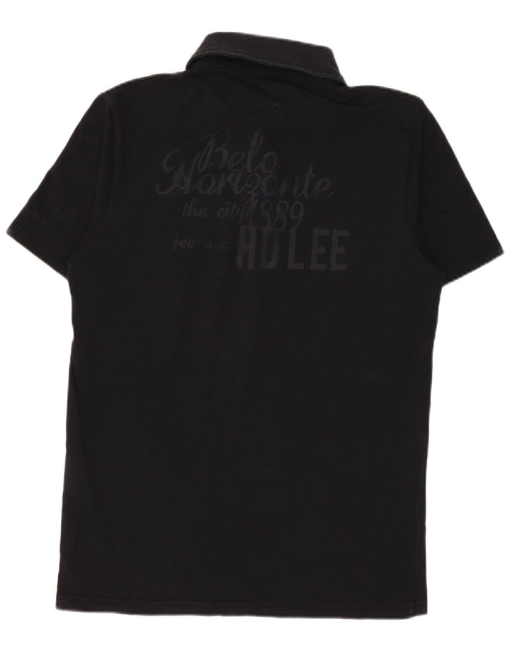 Tricou polo cu grafic Lee pentru femei UK 10, bumbac negru mic