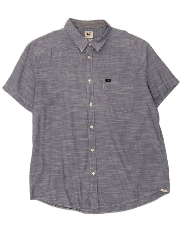 Cămașă cu mânecă scurtă LEE pentru bărbați, 2XL, albastru, bumbac