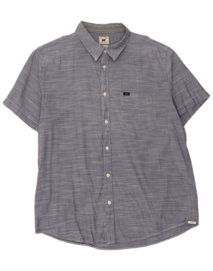 Cămașă cu mânecă scurtă LEE pentru bărbați, 2XL, albastru, bumbac