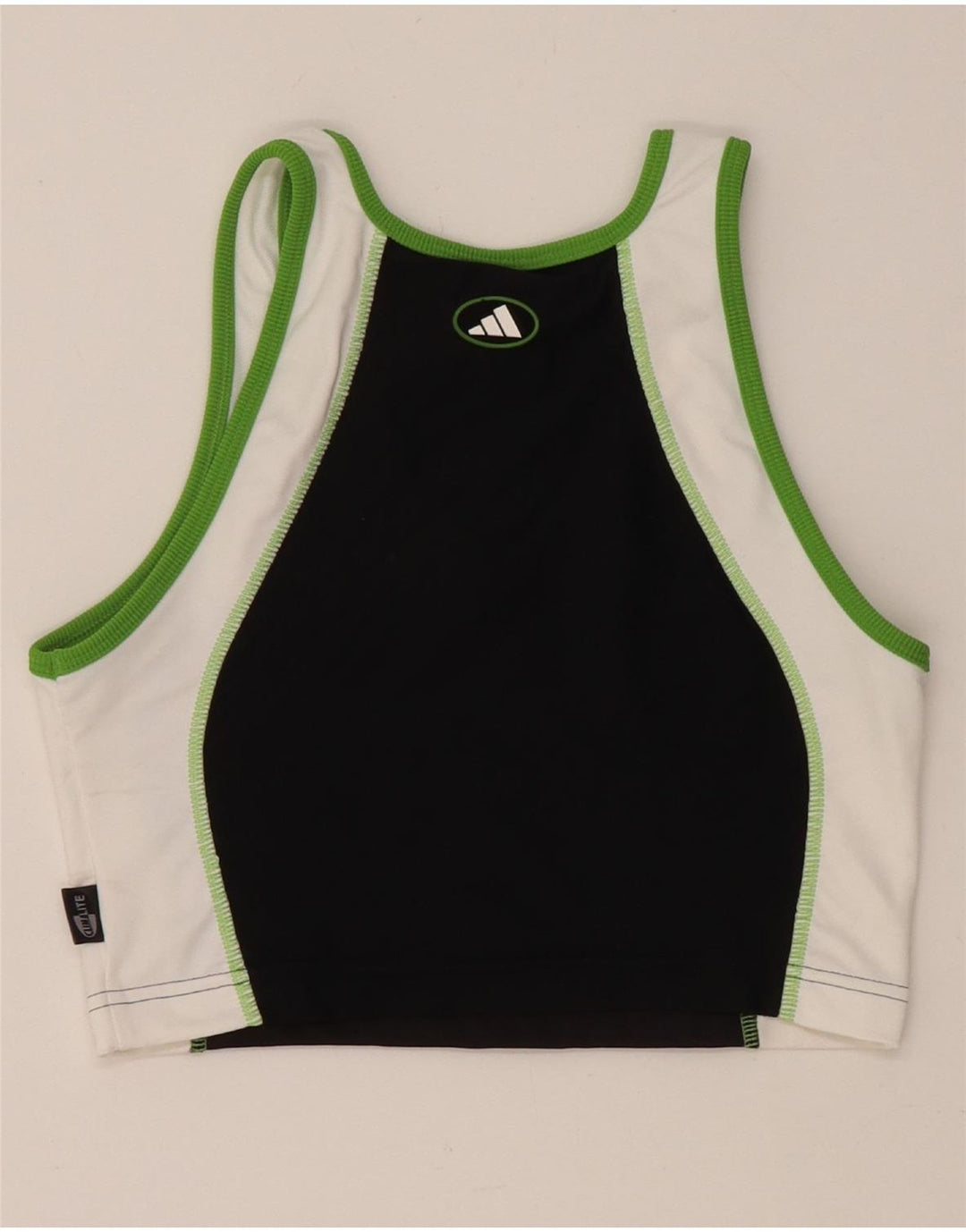 ADIDAS Climalite Sport Bra Top UK 16 Large Black Colorblock