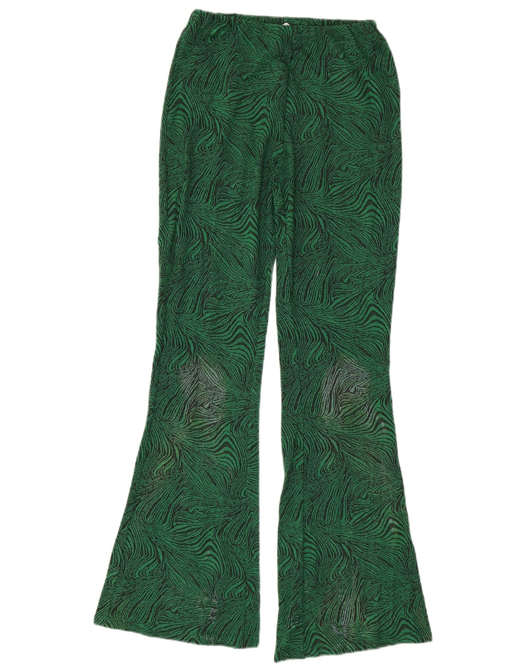 Pantaloni casual de damă ZARA Flare Mici L26 L33 Verde Animal Print