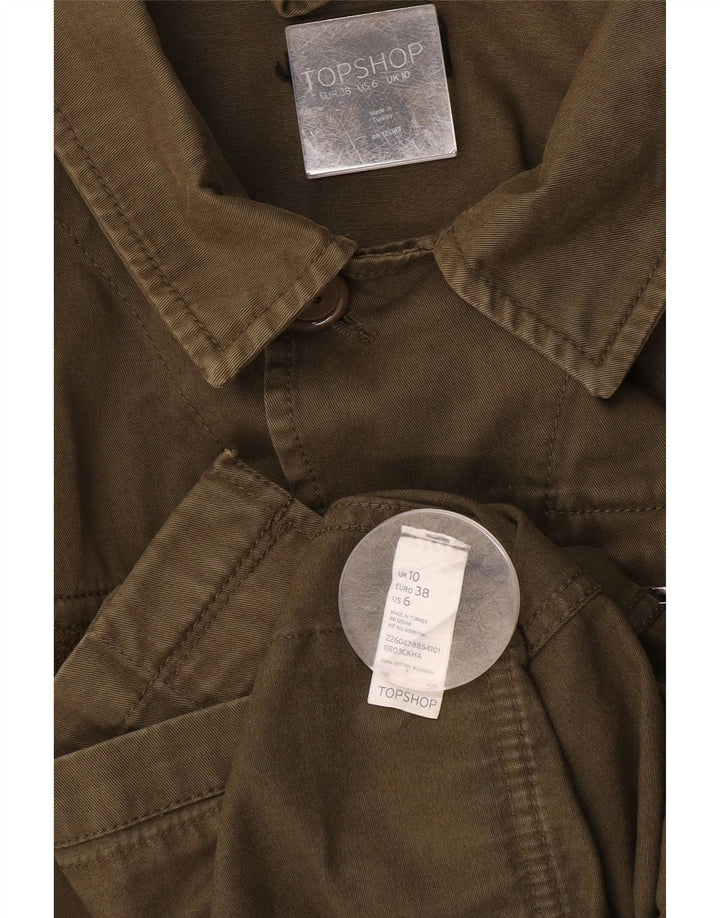 TOPSHOP Jachetă militară supradimensionată pentru femei UK 10 mic bumbac kaki