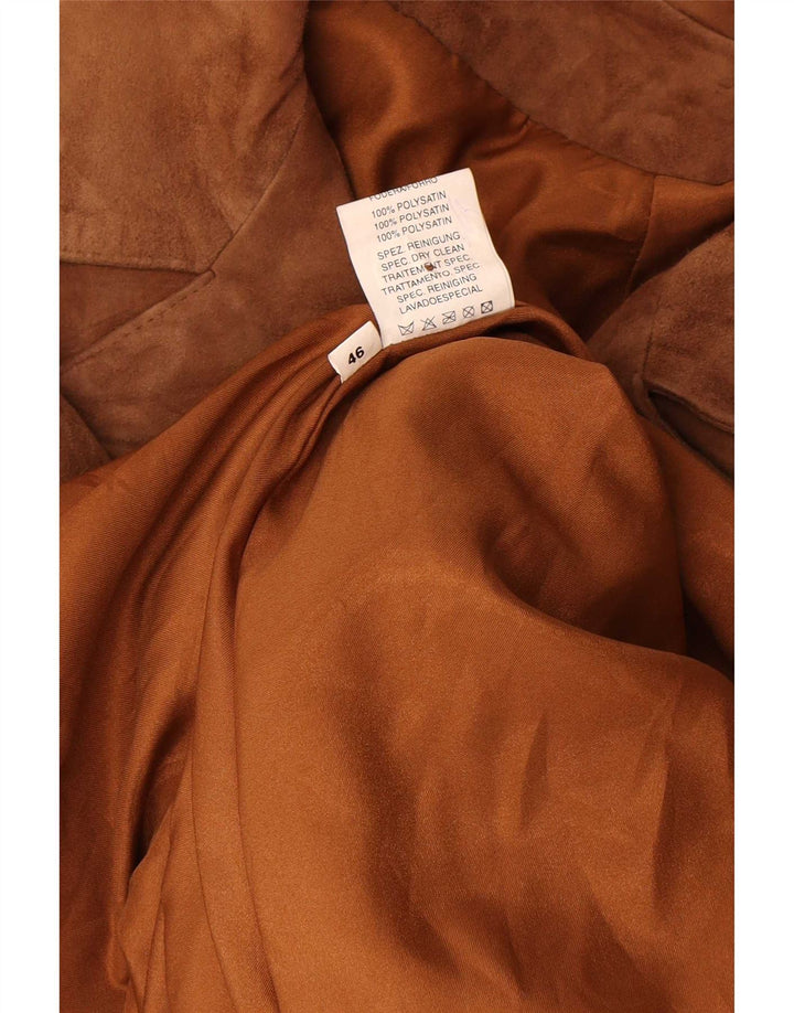 Pardesiu supradimensionat din piele intoarsa de dama Vintage IT 46 din piele maro mare