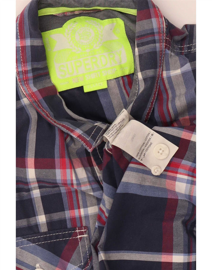Cămașă pentru bărbați Superdry XL, bumbac cu carouri bleumarin