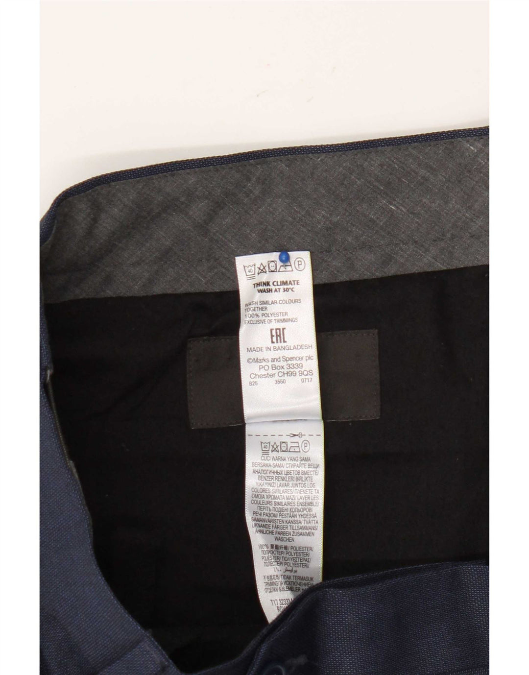 Pantaloni de costum obișnuiți, drepti, pentru bărbați, Marks & Spencer, L36 L31, bleumarin