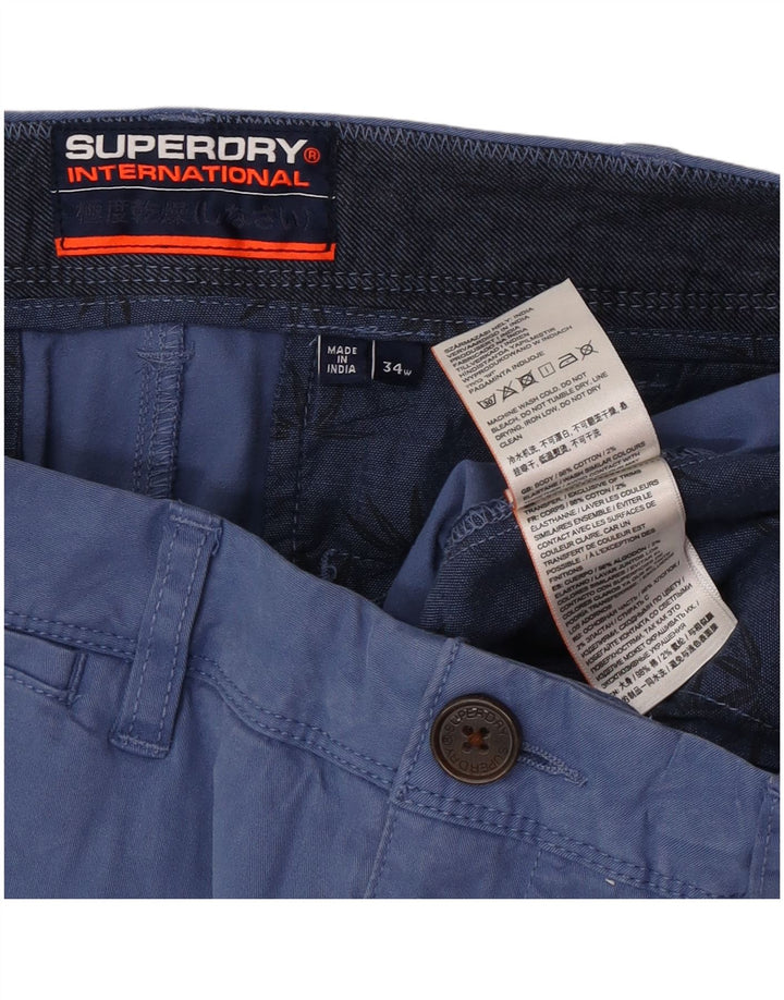 Pantaloni scurți chino Superdry pentru bărbați W34, mare, albastru, bumbac