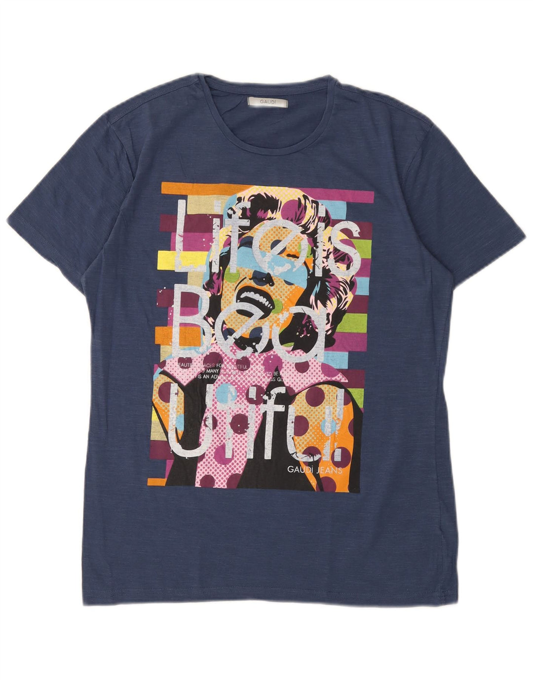 Tricou grafic Gaudi pentru bărbați Top mare din bumbac bleumarin