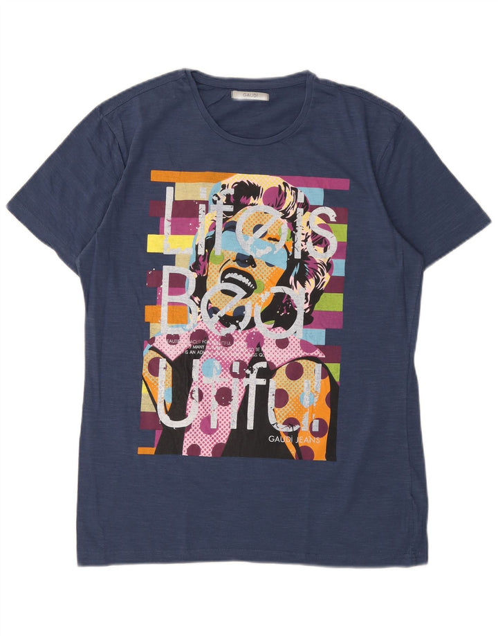 Tricou grafic Gaudi pentru bărbați Top mare din bumbac bleumarin