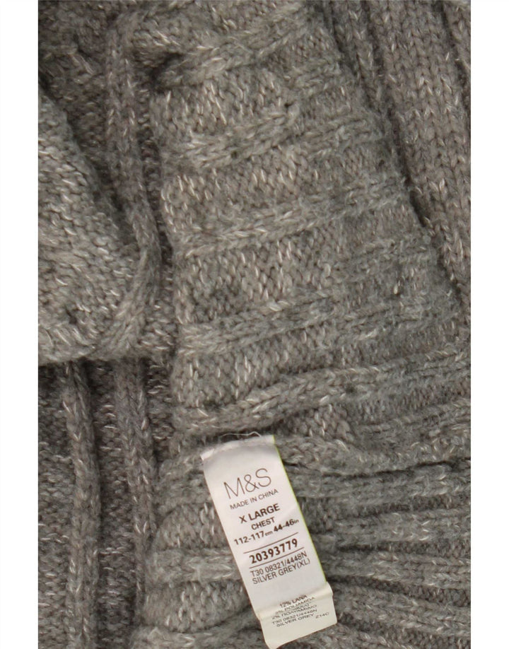 Pulover pentru bărbați Marks & Spencer, cu fermoar și gât, XL, gri acrilic