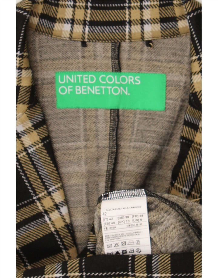 Jachetă pentru femei Benetton cu 1 nasture, UK 10, poliester cu carouri mici, negru