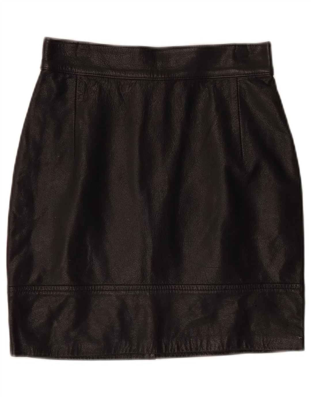 VINTAGE Womens Leather Skirt W26 Small Black Leather