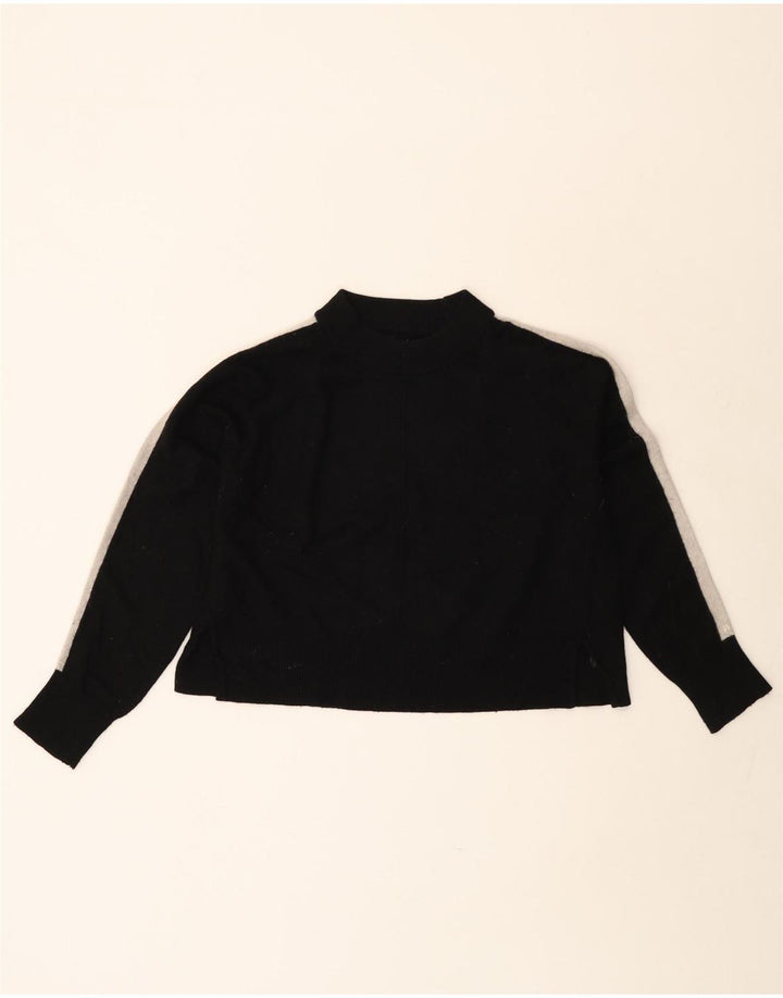 JACK WILLS Pulover supradimensionat pentru femei cu gâtul turnat UK 10 Mic Negru