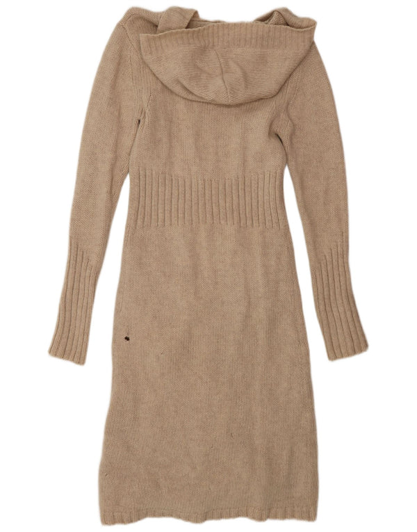 White Stuff Pulover cardigan cu glugă cu paragate pentru femei UK 12 Bej mediu