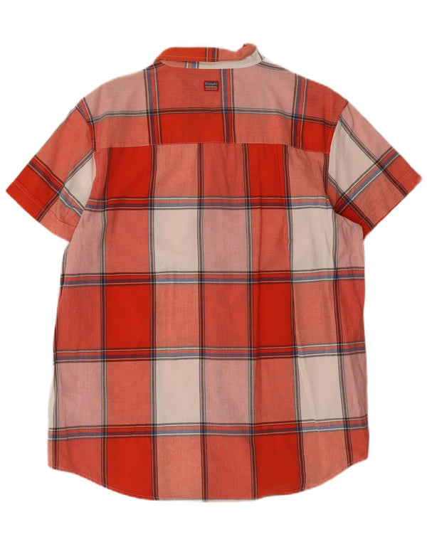 Cămașă Wrangler pentru bărbați, cu mânecă scurtă, în formă regulată, XL, bumbac cu carouri roșii