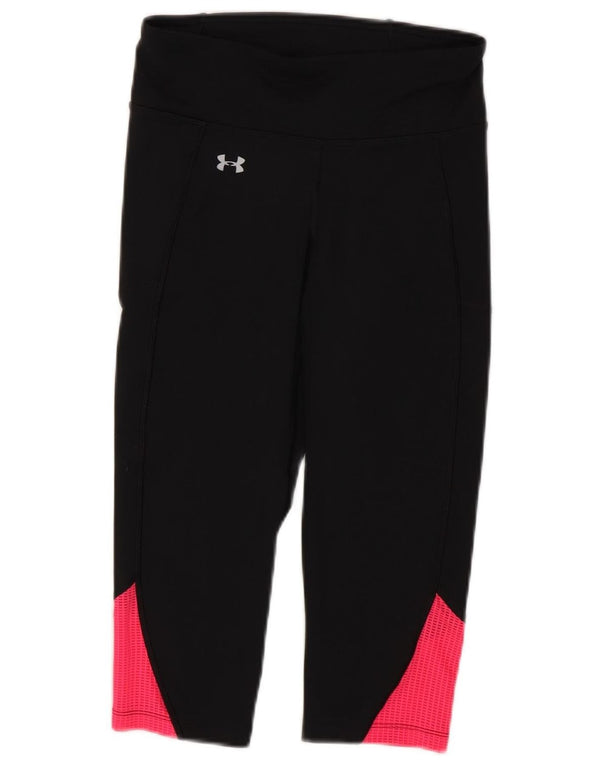 Leggings Capri Under Armour pentru femei Heat Gear UK 10 Small Black Colorblock
