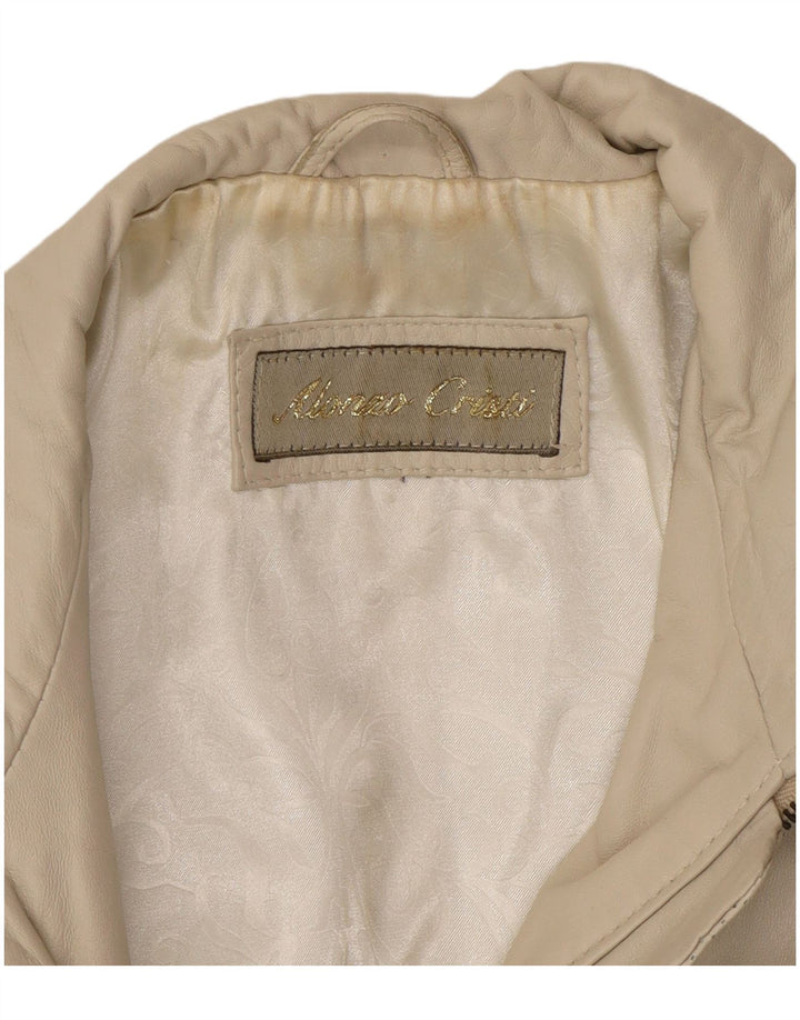 Jachetă de piele vintage pentru femei UK 14 Medium Beige Piele