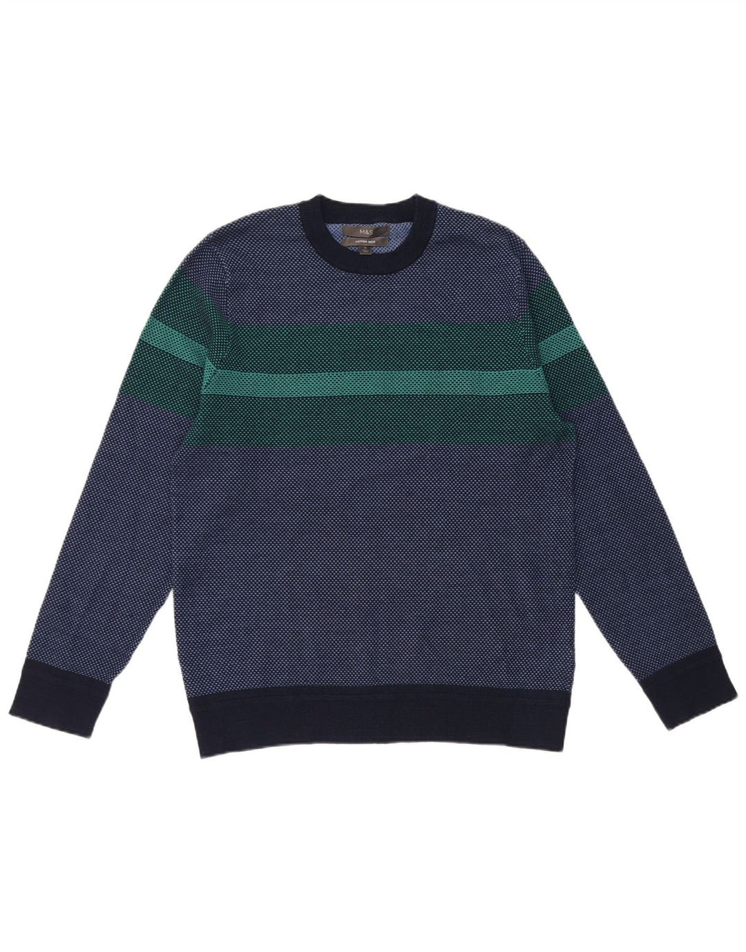 Pulover Marks & Spencer pentru bărbați, cu gât crew, color block, mediu bleumarin