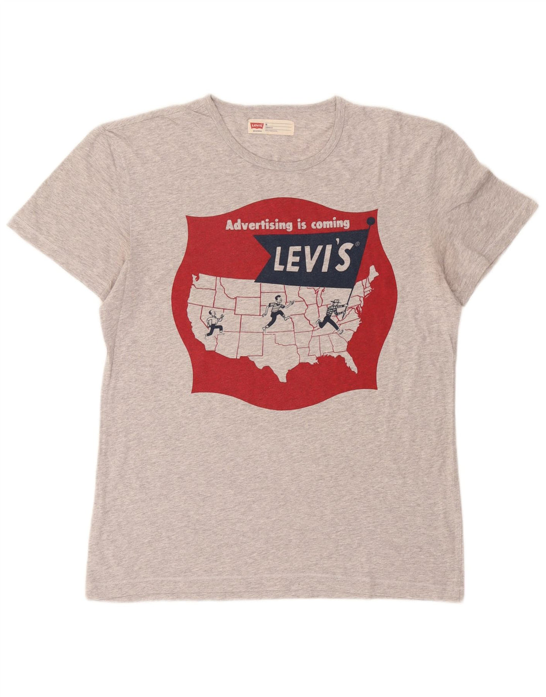 Tricou grafic Levi's pentru bărbați, cu croiala standard, top, bumbac, gri mediu