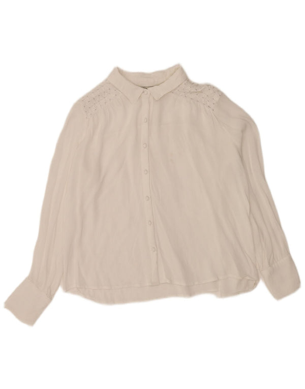 Zara Womens Long Sleeve Regular Fit Shirt UK 12 Medium White