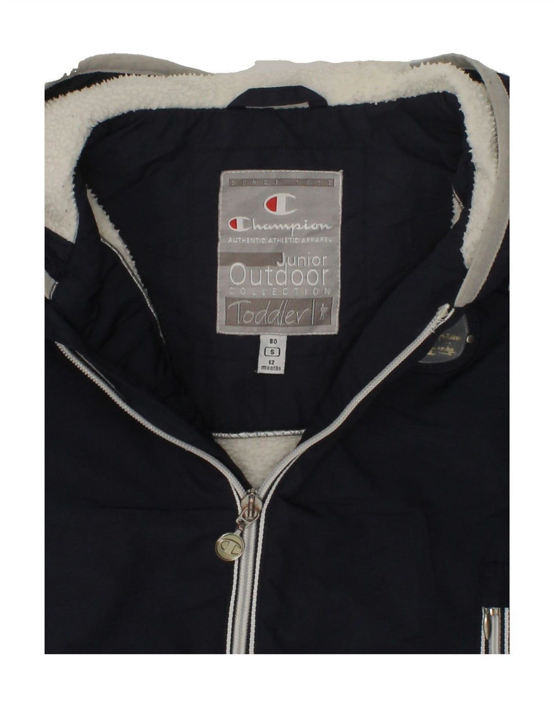 CHAMPION Baby Boys Hooded Windbreaker Jacket 9-12 Months Small Navy Blue | Vintage Champion | Thrift | Second-Hand Champion | Used Clothing | Messina Hembry 