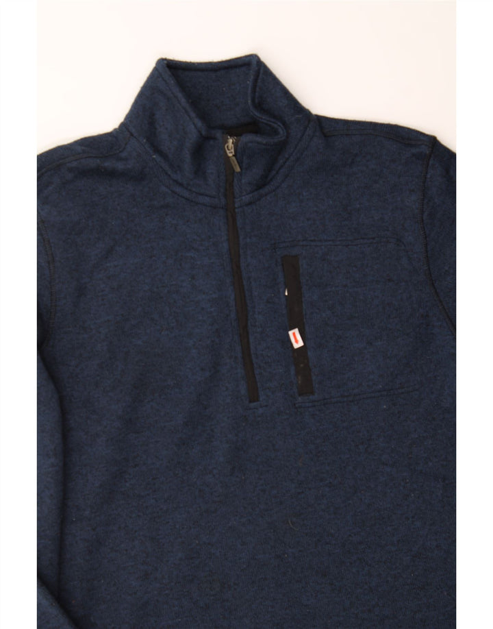 EDDIE BAUER Mens Zip Neck Sweatshirt Jumper Large Navy Blue Polyester Vintage Eddie Bauer and Second-Hand Eddie Bauer from Messina Hembry 