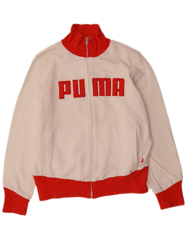 Jachetă de top cu trening grafic PUMA pentru femei UK 16, mare, alb, bloc de culoare