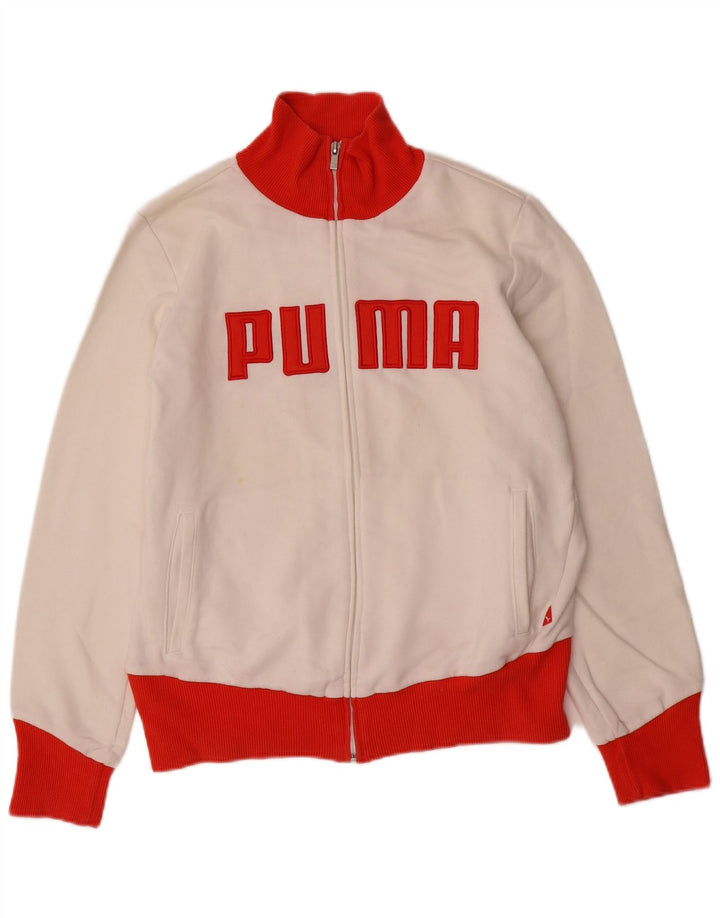 Jachetă de top cu trening grafic PUMA pentru femei UK 16, mare, alb, bloc de culoare