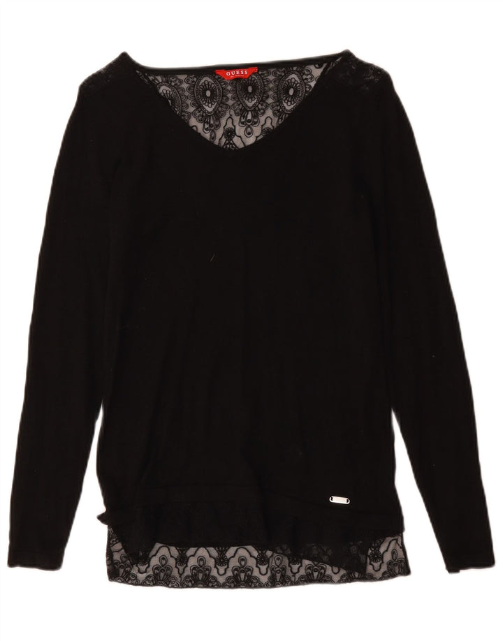 Guess Top pentru femei cu mânecă lungă UK 10 Small Black Floral