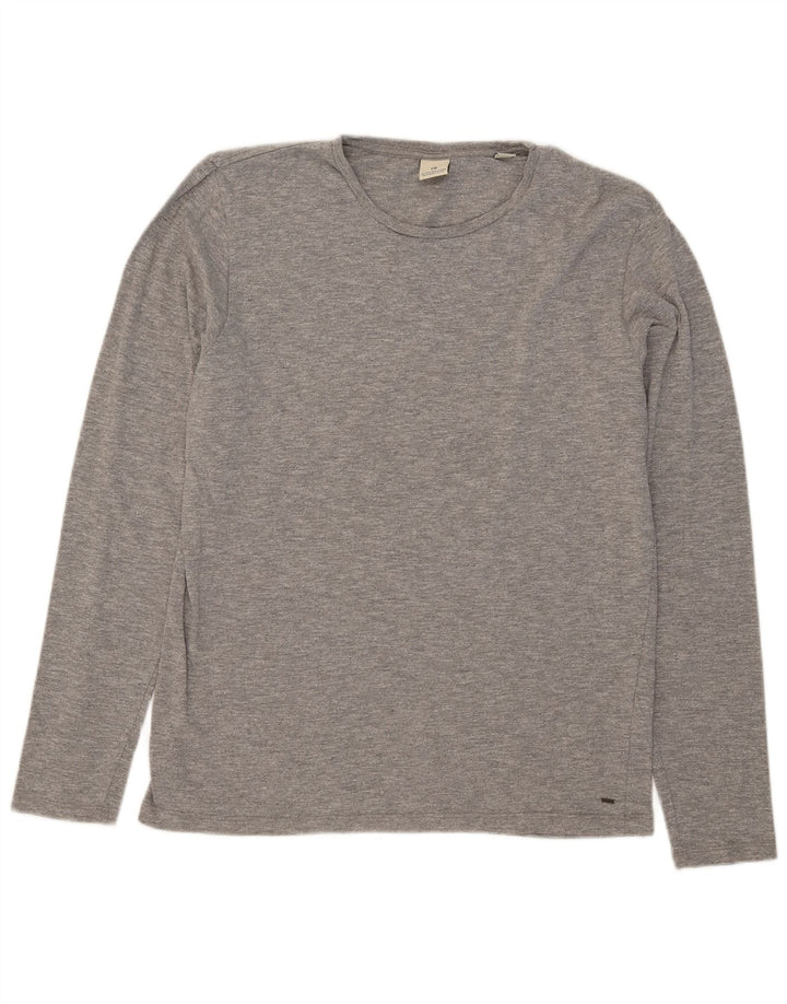 Scotch & Soda Top pentru bărbați cu mânecă lungă, mare, gri din bumbac