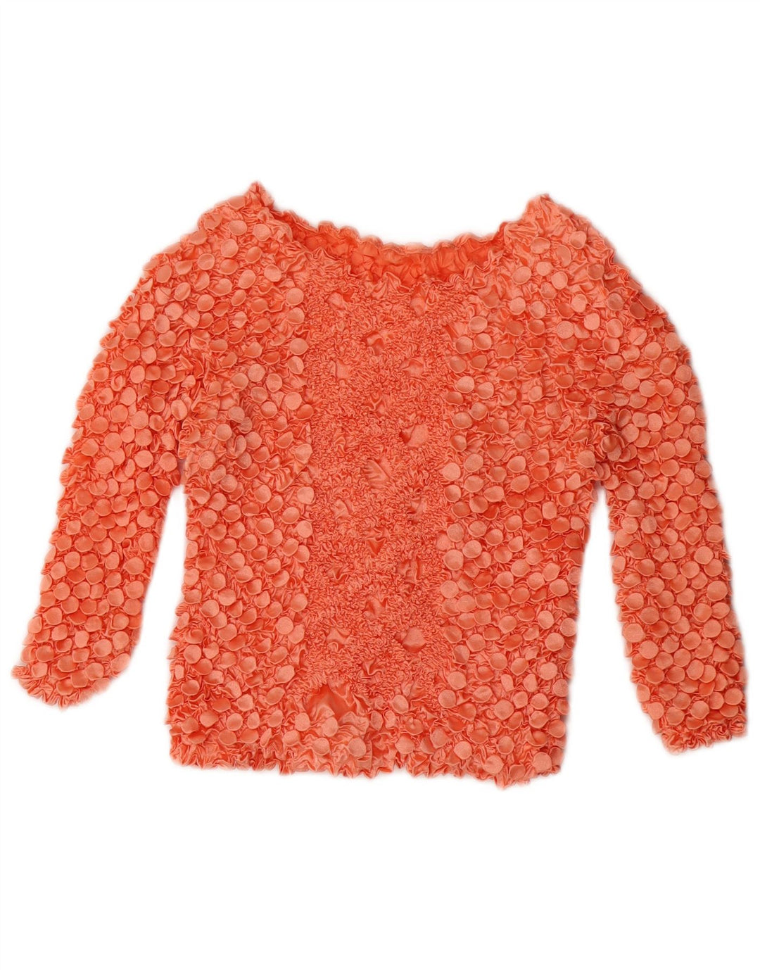 Bluză vintage pentru femei crop cu mâneci 3/4, UK 10, poliester roșu mic