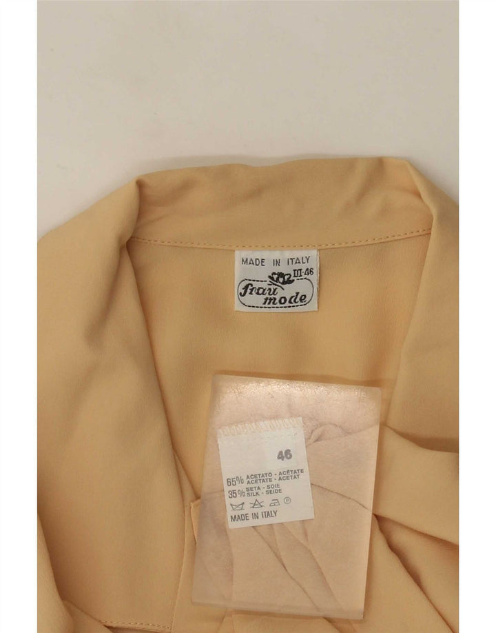 Bluză Cămașă Vintage Femei IT 46 Mare Bej Acetat