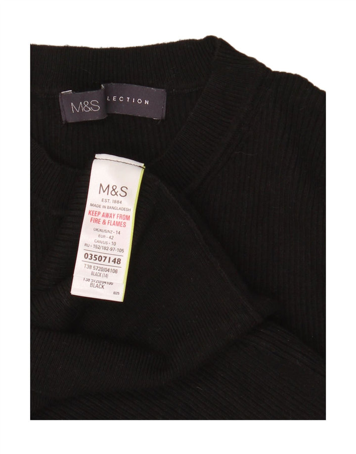 Marks & Spencer Womens Vest Tank Top UK 14 Medium Black Viscose