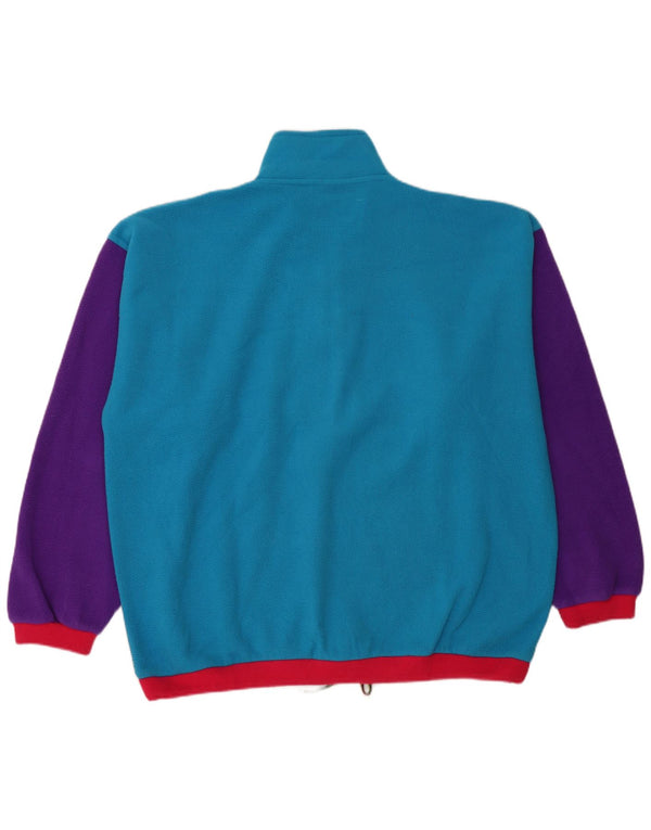 Jumper vintage pentru bărbați, cu fermoar și gât, fleece, XL, albastru