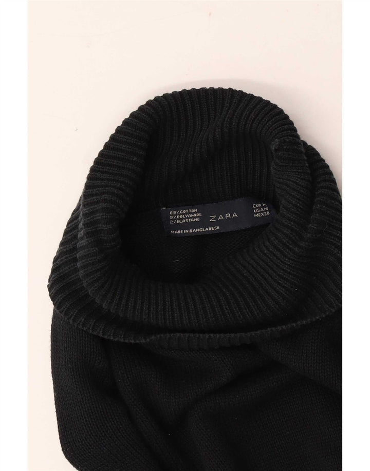Pulover cu gât rulat Zara pentru femei UK 14 Bumbac bleumarin mediu