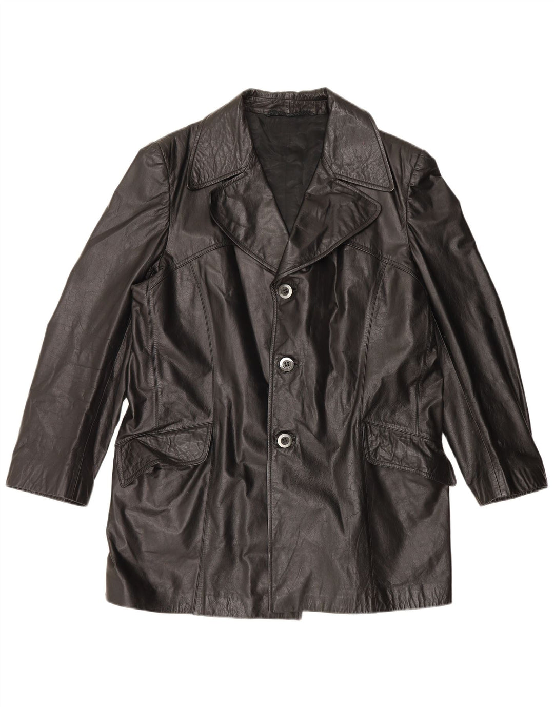 Jachetă de piele vintage pentru bărbați UK 42 XL neagră