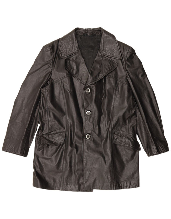 Jachetă de piele vintage pentru bărbați UK 42 XL neagră