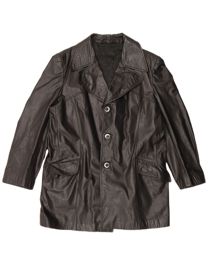 Jachetă de piele vintage pentru bărbați UK 42 XL neagră