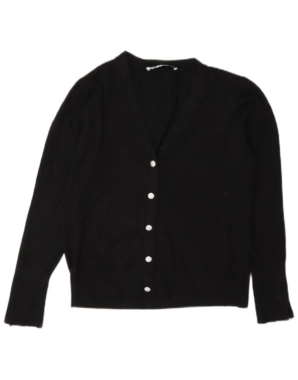 Pulover cardigan pentru femei Zara, cu ajustare normală, UK 14, mare, neagră, viscoză