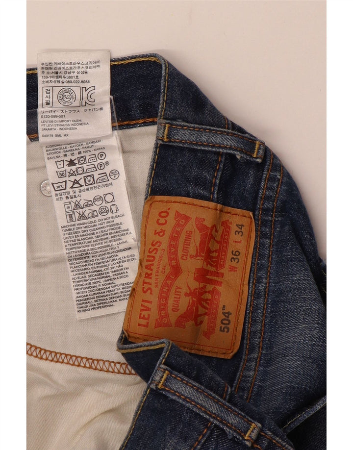 Blugi drepti pentru bărbați LEVI'S 504 W36 L34 Bumbac albastru