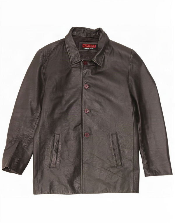 Jachetă de piele pentru bărbați MONTANA UK 44 2XL Negru