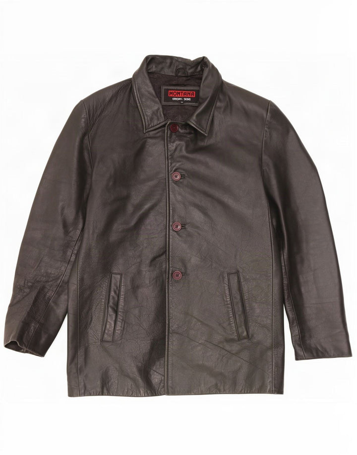 Jachetă de piele pentru bărbați MONTANA UK 44 2XL Negru